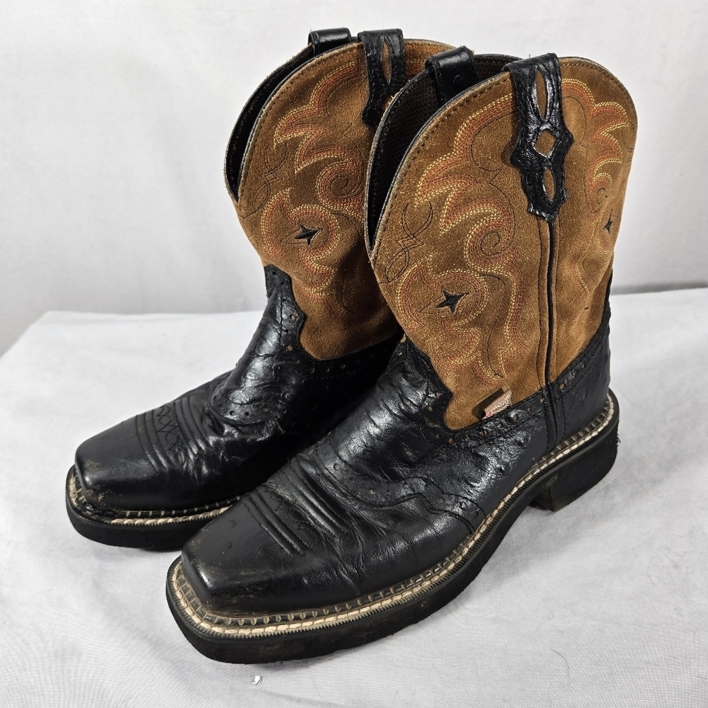 Justin Women's Gypsy Leather Boots L9968 Black With Brown Upper Western Cowgirl